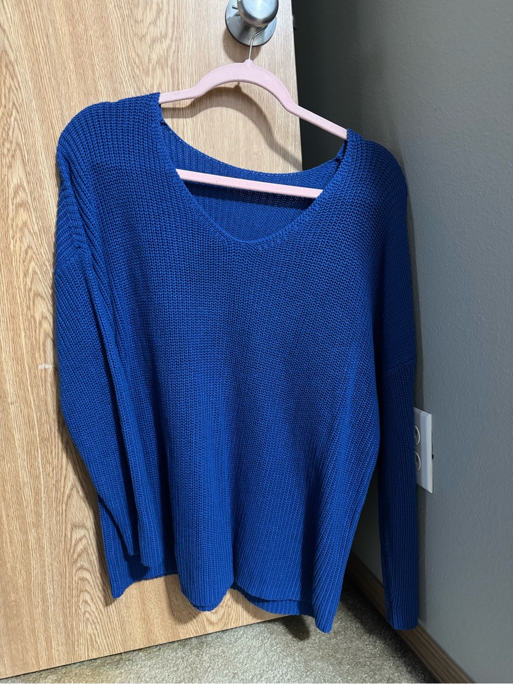 Classic Royal Blue V-Neck Knit Sweater for Women
